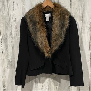 SPIEGEL Vintage Faux Fur Collared Black Blazer Size 6